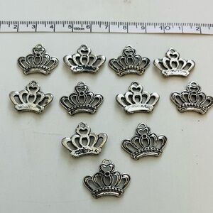 Silver Colored Crown Charms